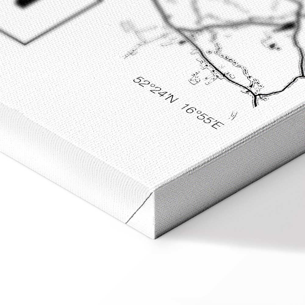 Poznan City Plan Map Vertical Canvas Print