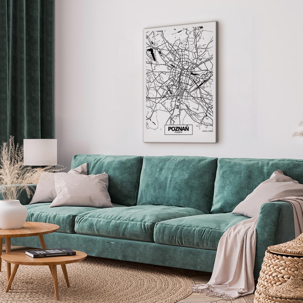 Poznan City Plan Map Vertical Canvas Print