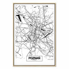 Poznan City Plan Map Vertical Canvas Print