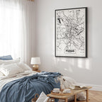 Poznan City Plan Map Vertical Canvas Print