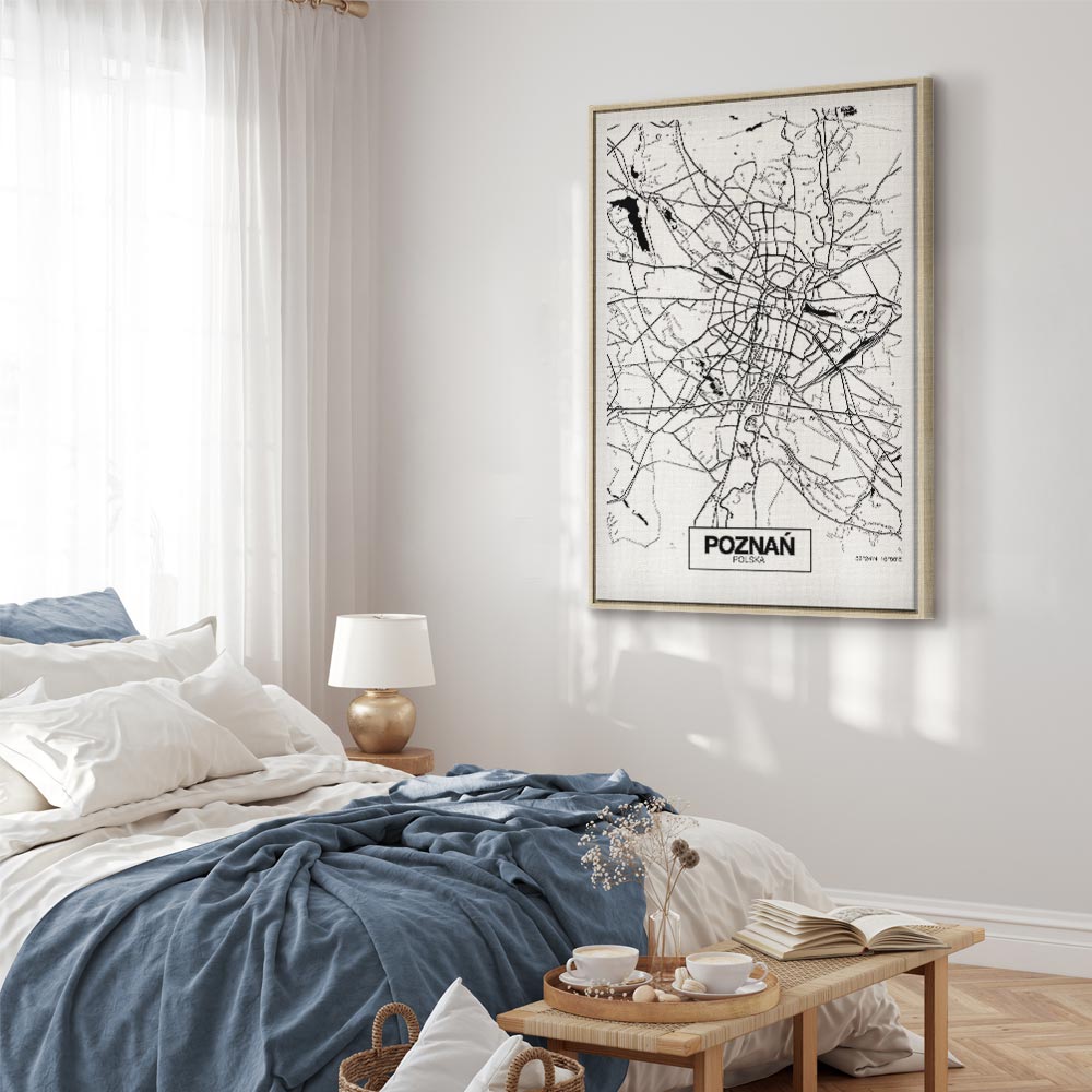 Poznan City Plan Map Vertical Canvas Print