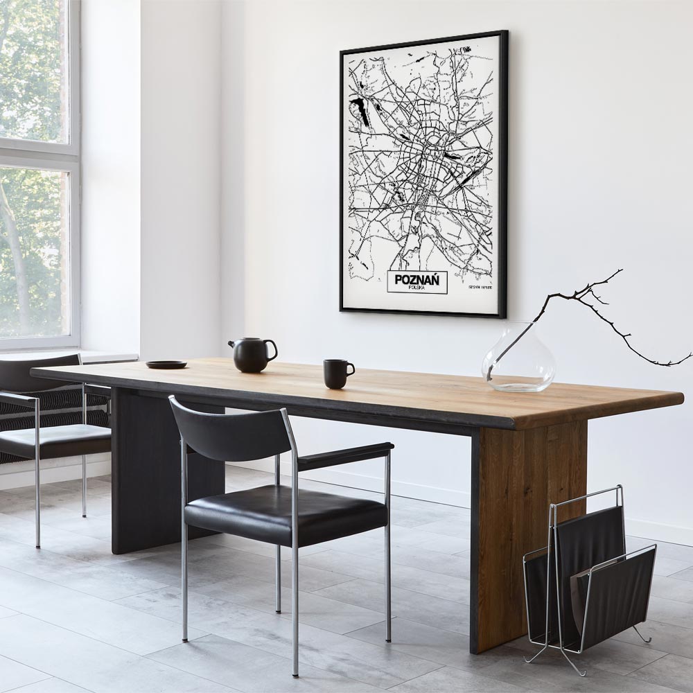 Poznan City Plan Map Vertical Canvas Print