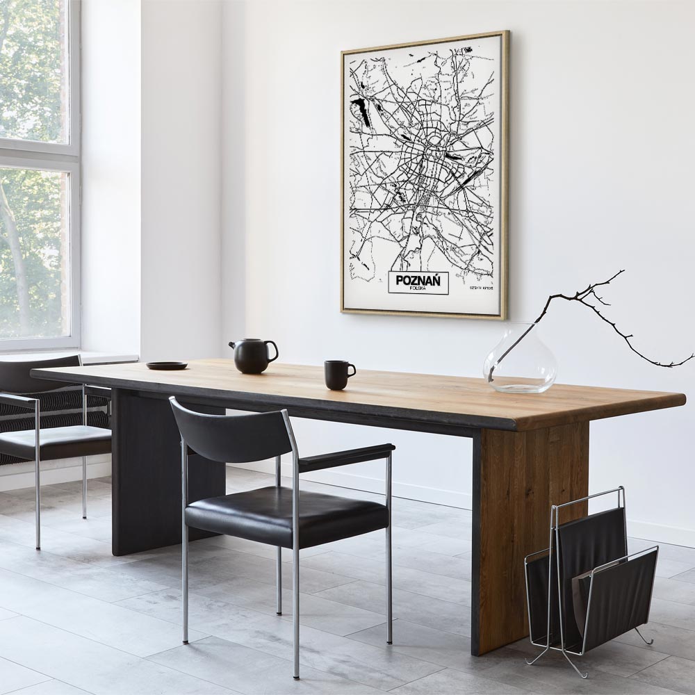 Poznan City Plan Map Vertical Canvas Print