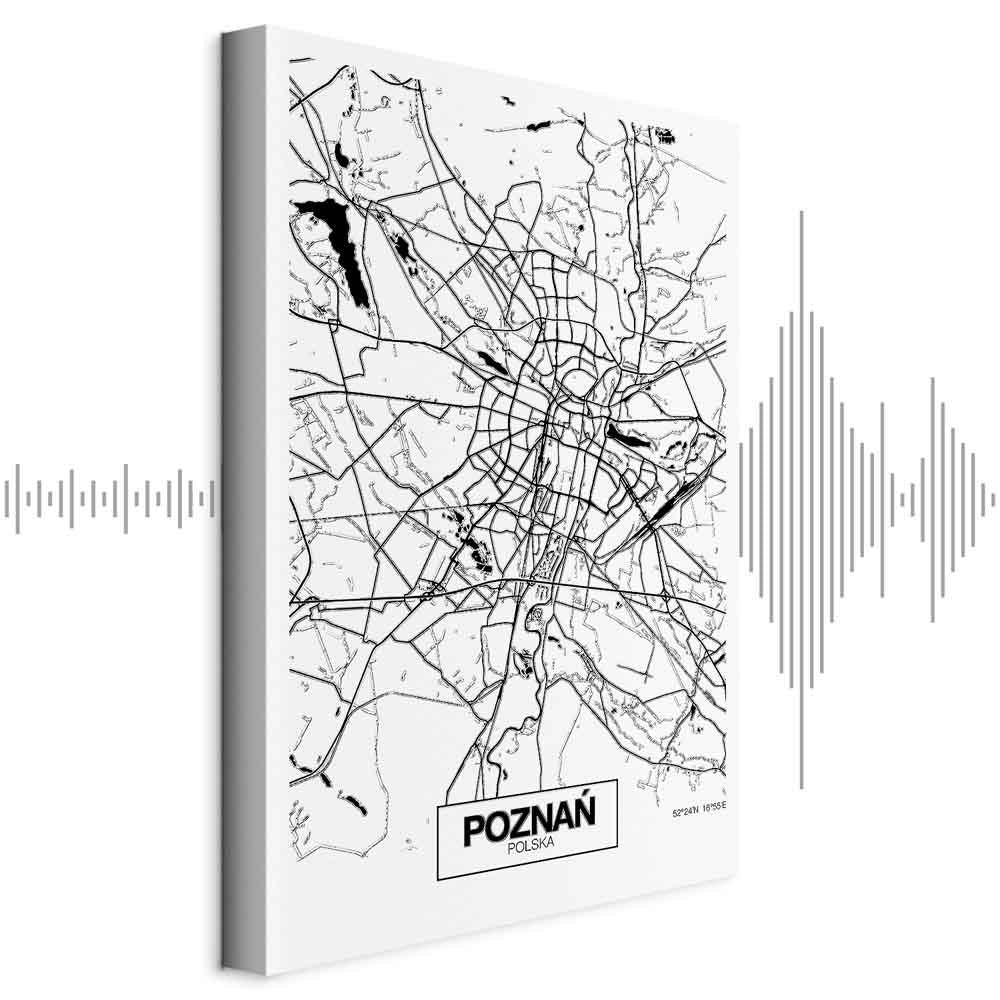 Poznan City Plan Map Vertical Canvas Print