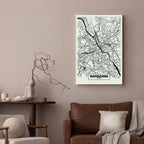 Warszawa City Plan Map Vertical Canvas Print