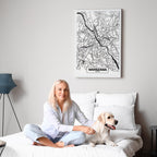 Warszawa City Plan Map Vertical Canvas Print