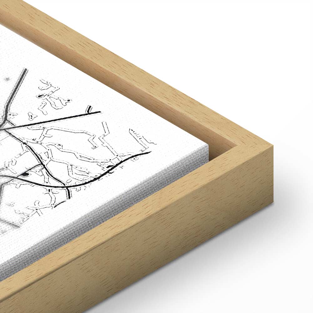 Warszawa City Plan Map Vertical Canvas Print