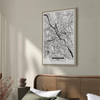 Warszawa City Plan Map Vertical Canvas Print