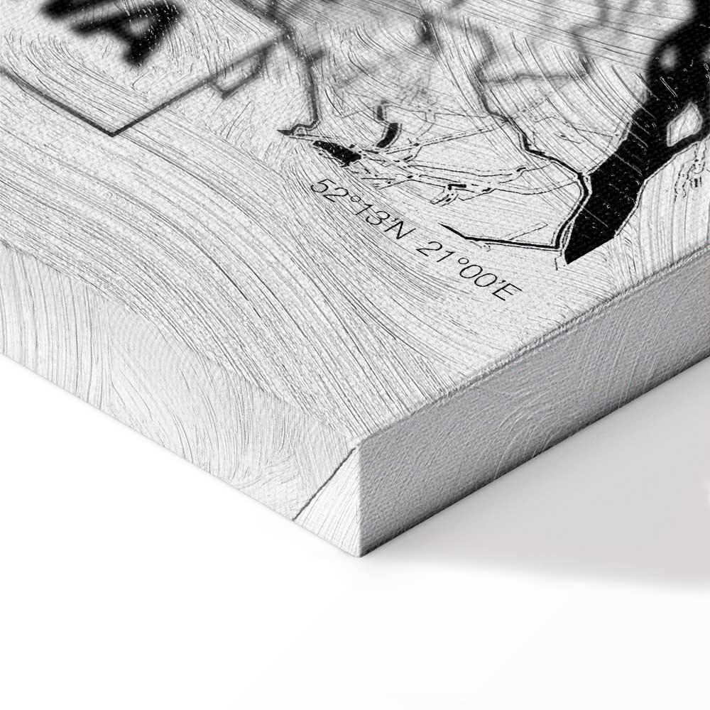 Warszawa City Plan Map Vertical Canvas Print