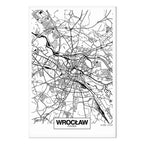 Wroclaw City Plan Map Vertical Canvas Print