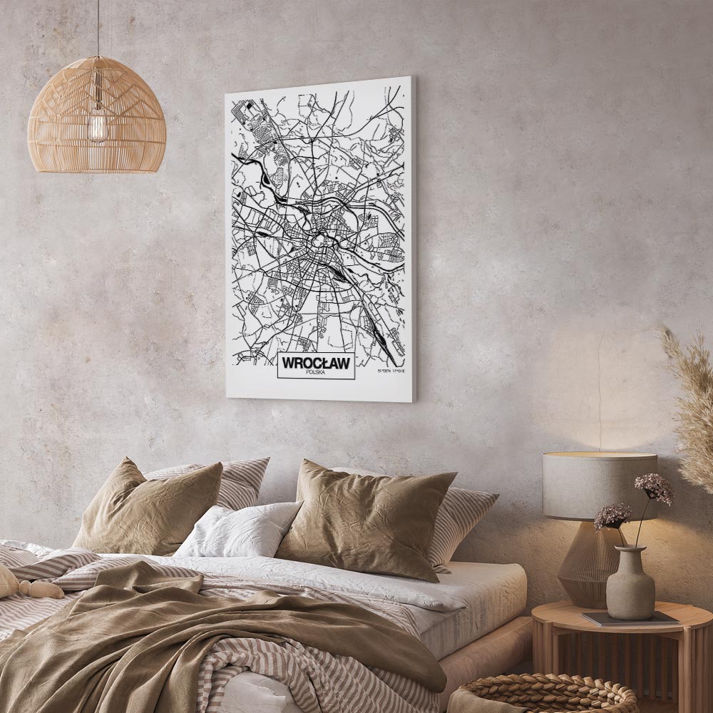 Wroclaw City Plan Map Vertical Canvas Print