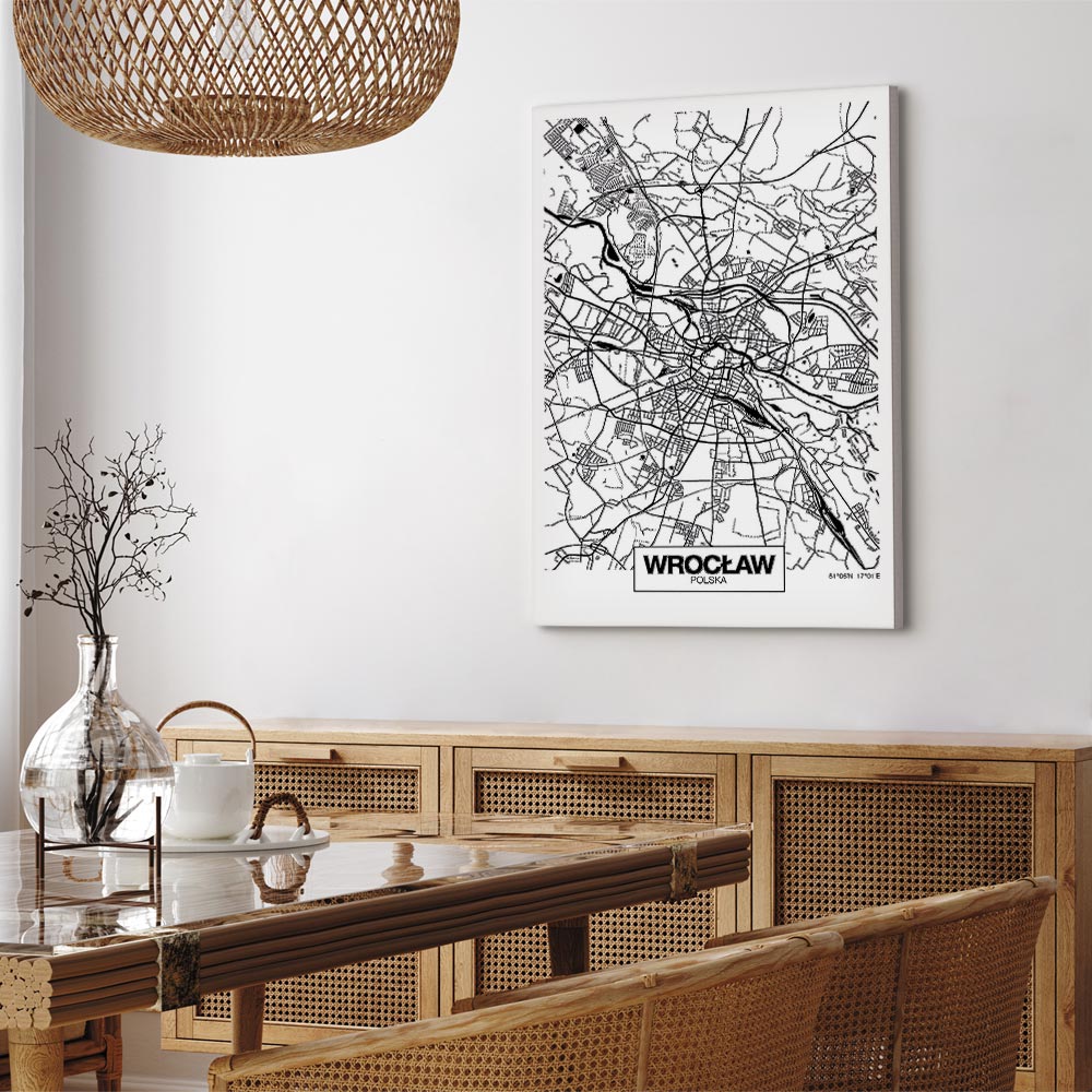 Wroclaw City Plan Map Vertical Canvas Print