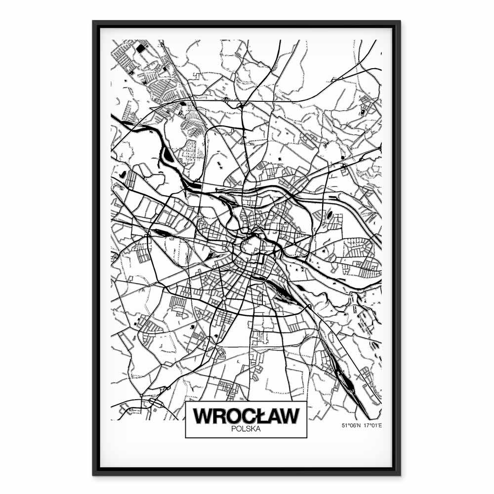 Wroclaw City Plan Map Vertical Canvas Print
