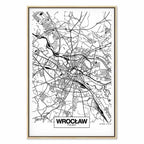 Wroclaw City Plan Map Vertical Canvas Print