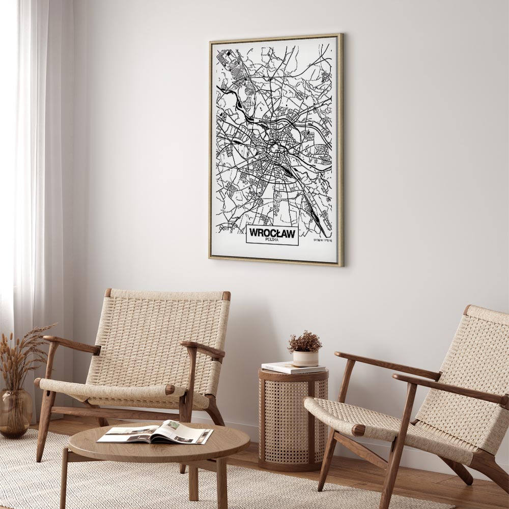 Wroclaw City Plan Map Vertical Canvas Print