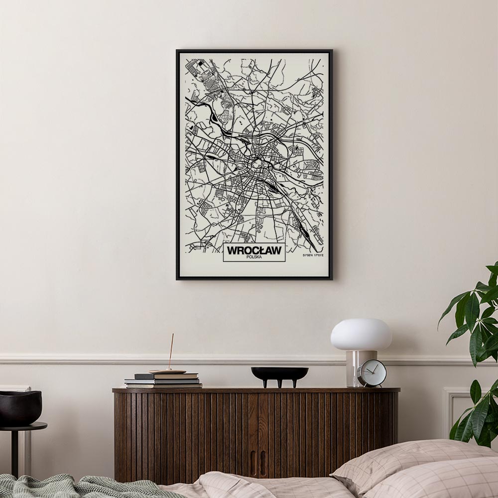 Wroclaw City Plan Map Vertical Canvas Print