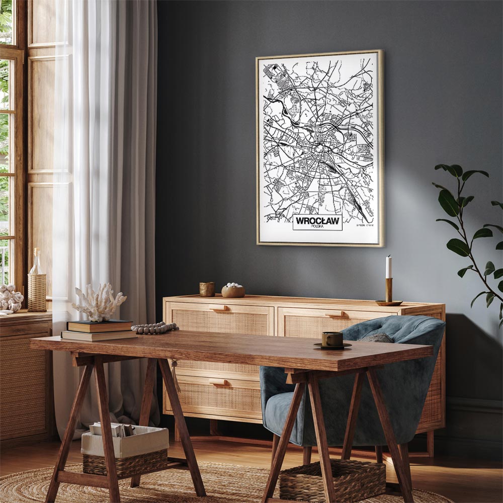Wroclaw City Plan Map Vertical Canvas Print