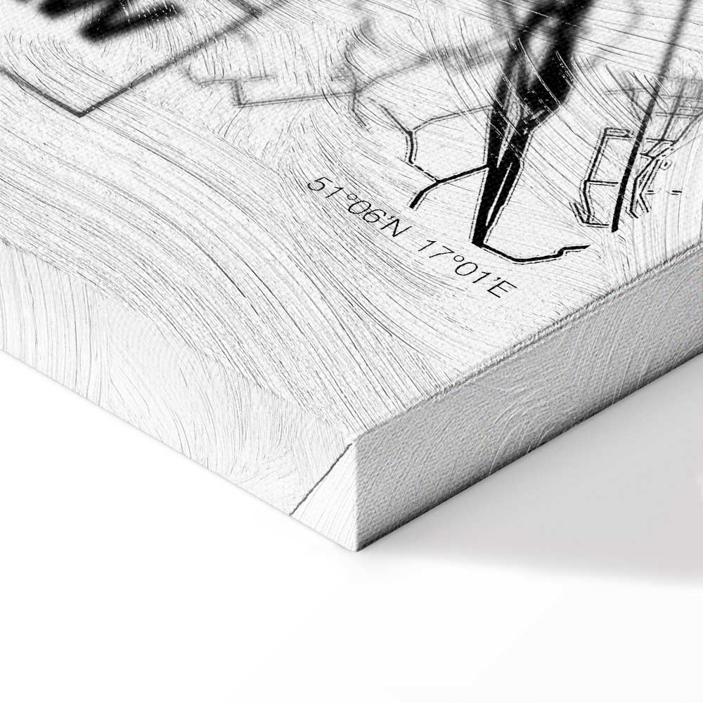 Wroclaw City Plan Map Vertical Canvas Print