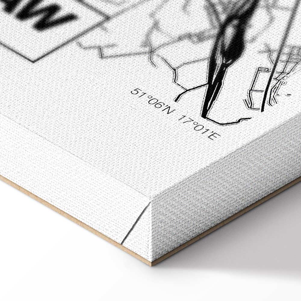 Wroclaw City Plan Map Vertical Canvas Print