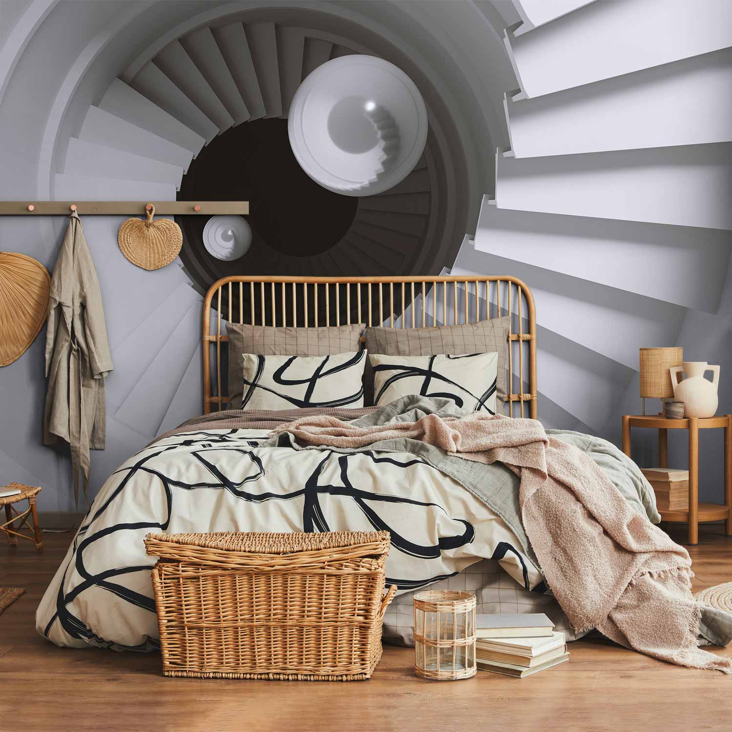 3D Geometric Time Tunnel Wall Mural