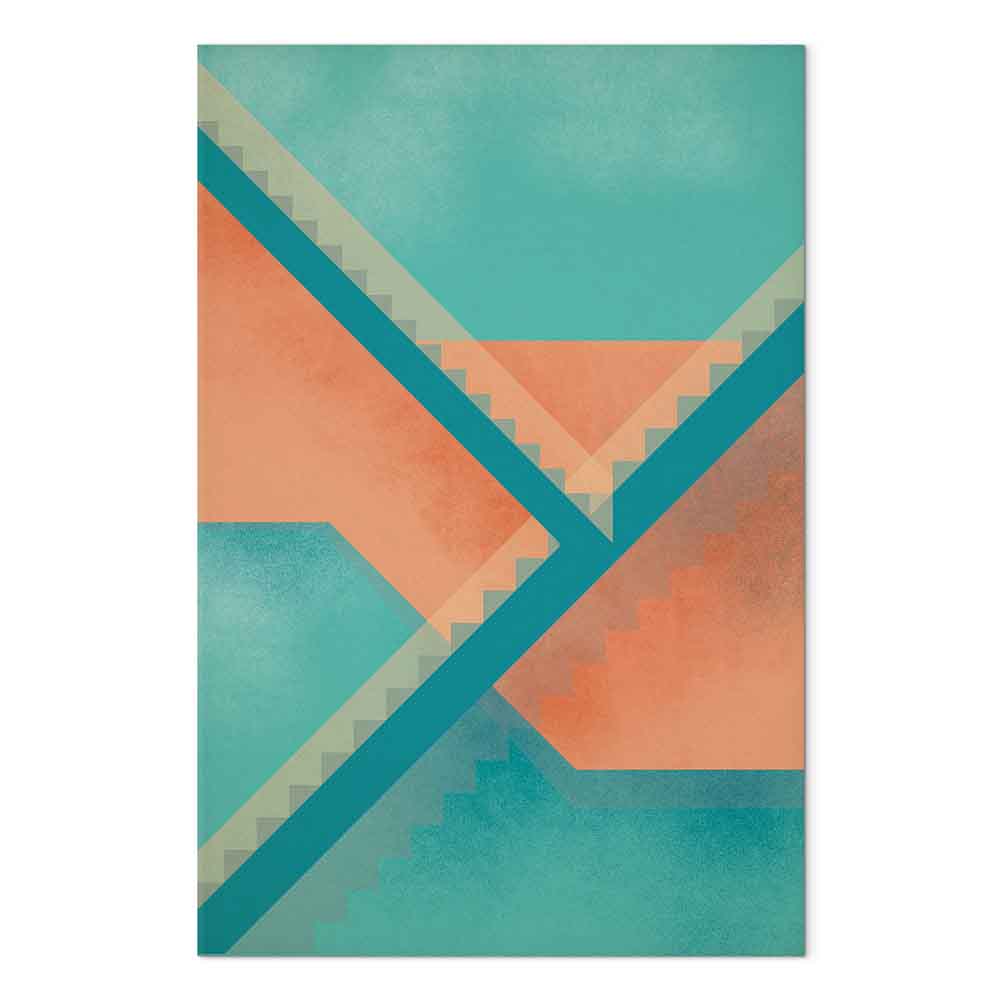 Abstract Geometric Stairs Composition Canvas Print