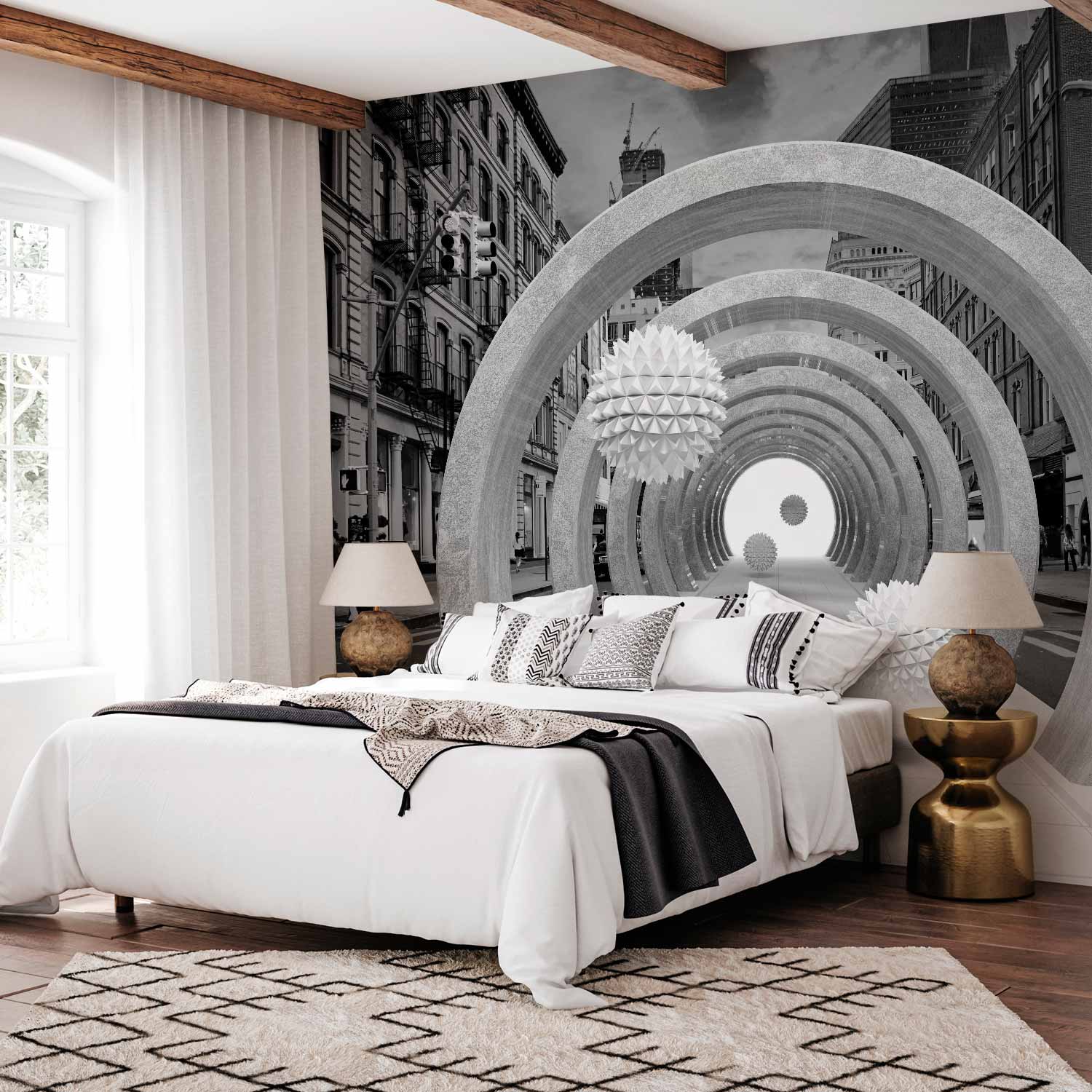 Abstract Geometric 3D Tunnel Wall Mural