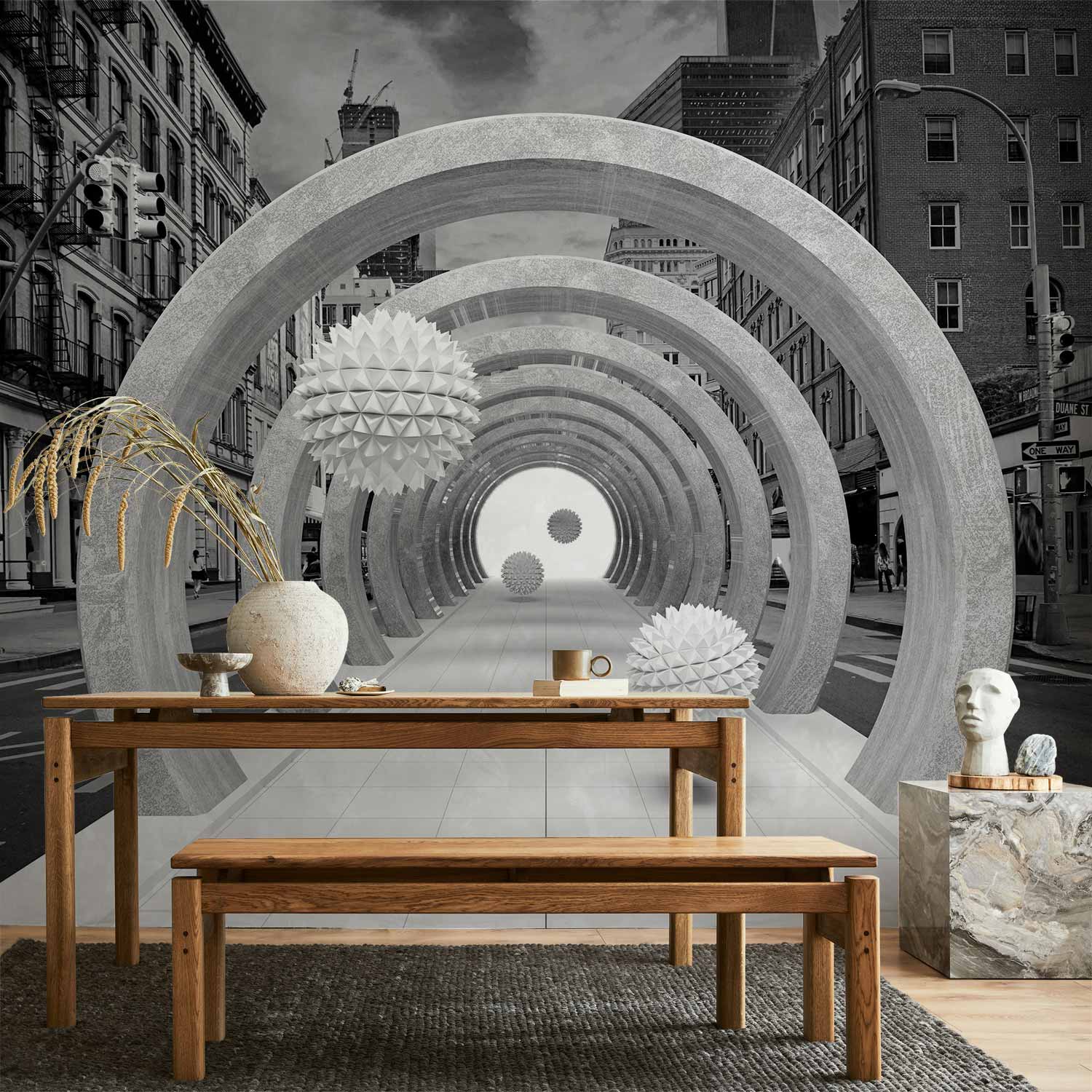 Abstract Geometric 3D Tunnel Wall Mural