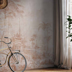 Indian Temple Palm Trees Architectural Wall Mural