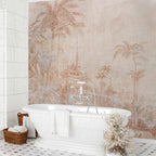 Indian Temple Palm Trees Architectural Wall Mural