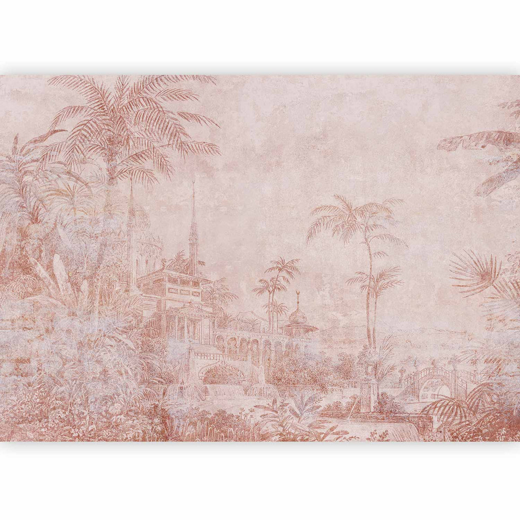 Wall Mural Landscape with Temple and Palm Trees