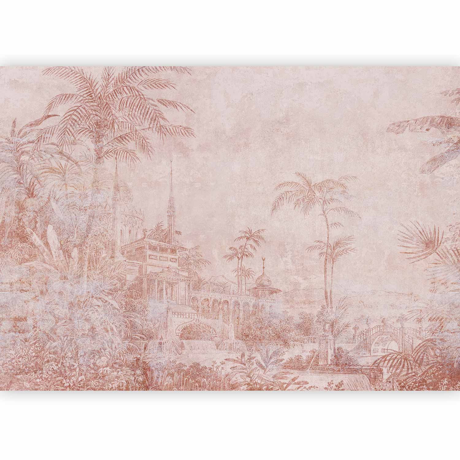 Wall Mural Landscape with Temple and Palm Trees