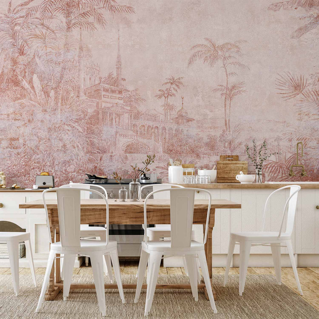 Wall Mural Landscape with Temple and Palm Trees