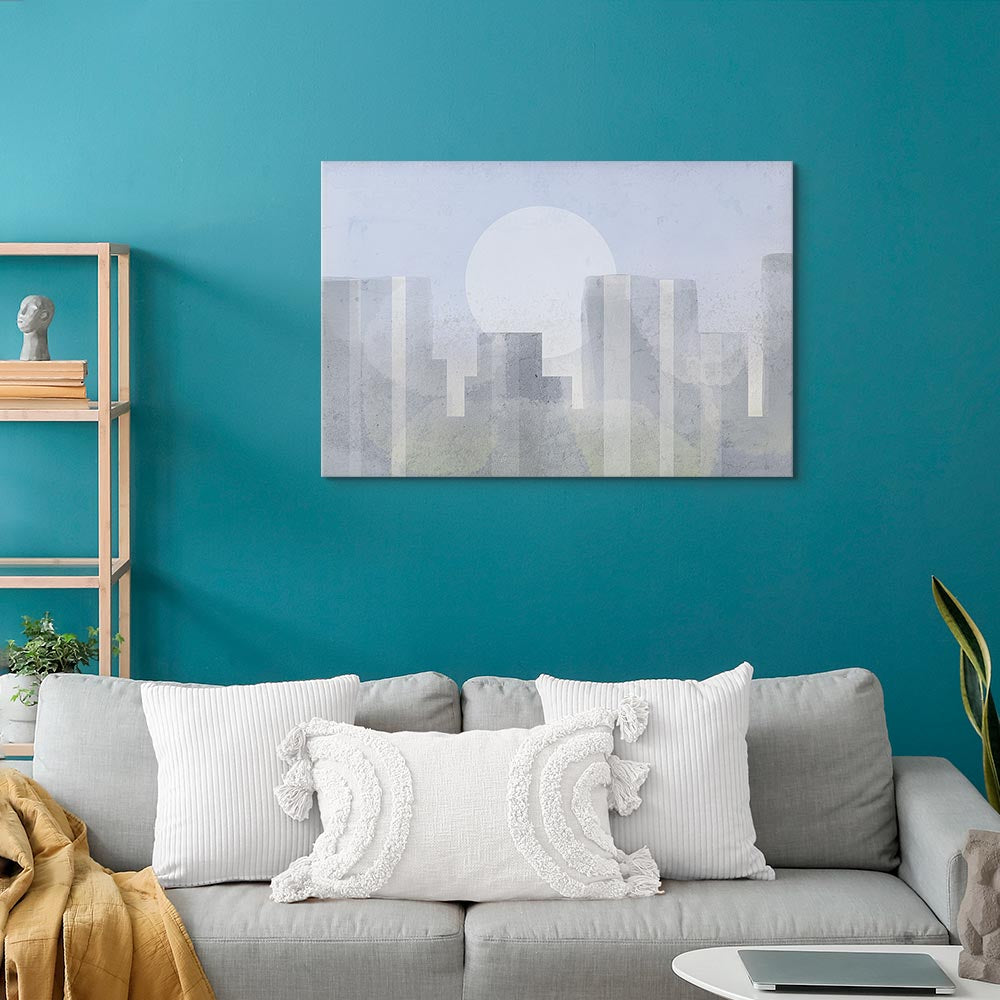 Modern Abstract City Skyline Wide Canvas Print