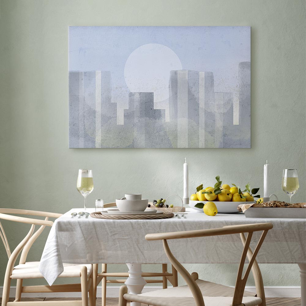 Modern Abstract City Skyline Wide Canvas Print