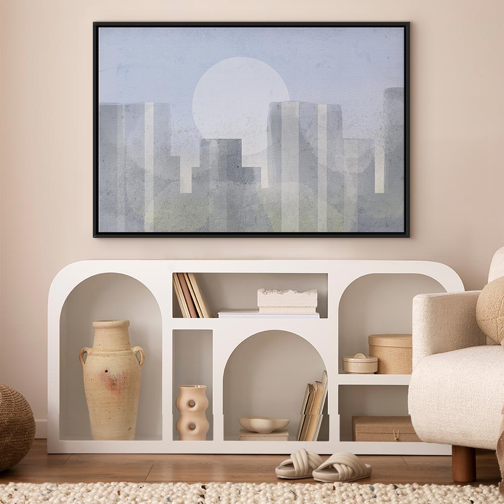 Modern Abstract City Skyline Wide Canvas Print