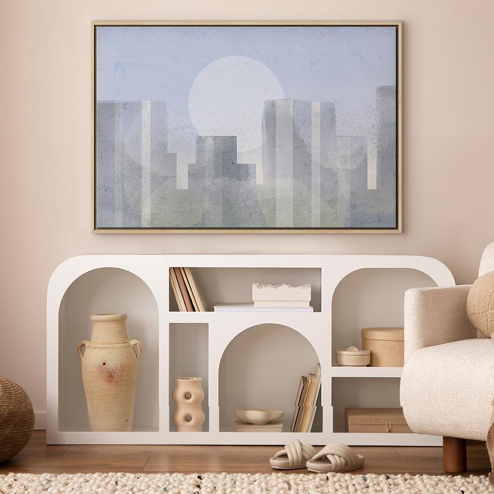 Modern Abstract City Skyline Wide Canvas Print