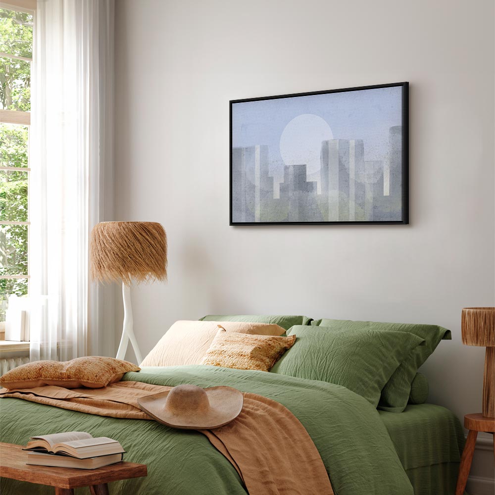 Modern Abstract City Skyline Wide Canvas Print