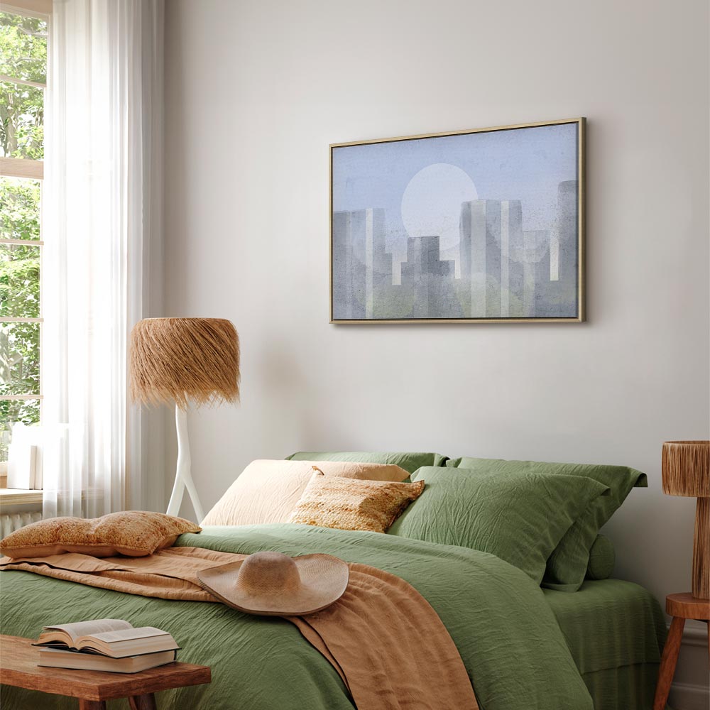 Modern Abstract City Skyline Wide Canvas Print