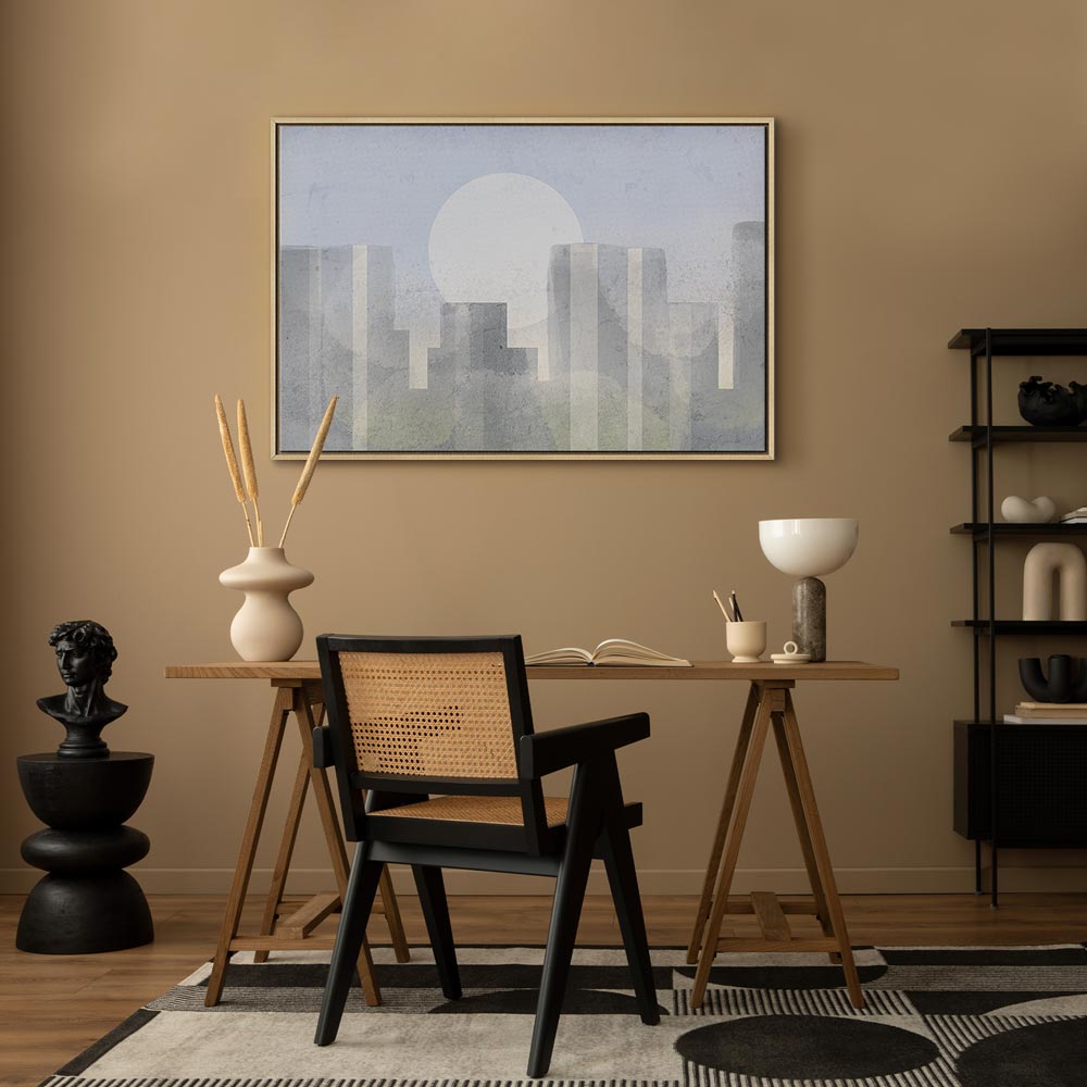 Modern Abstract City Skyline Wide Canvas Print