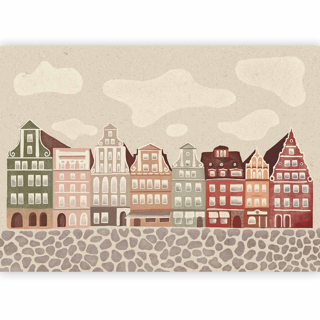 Wall Mural Salt Square Colorful Illustrated Townhouses