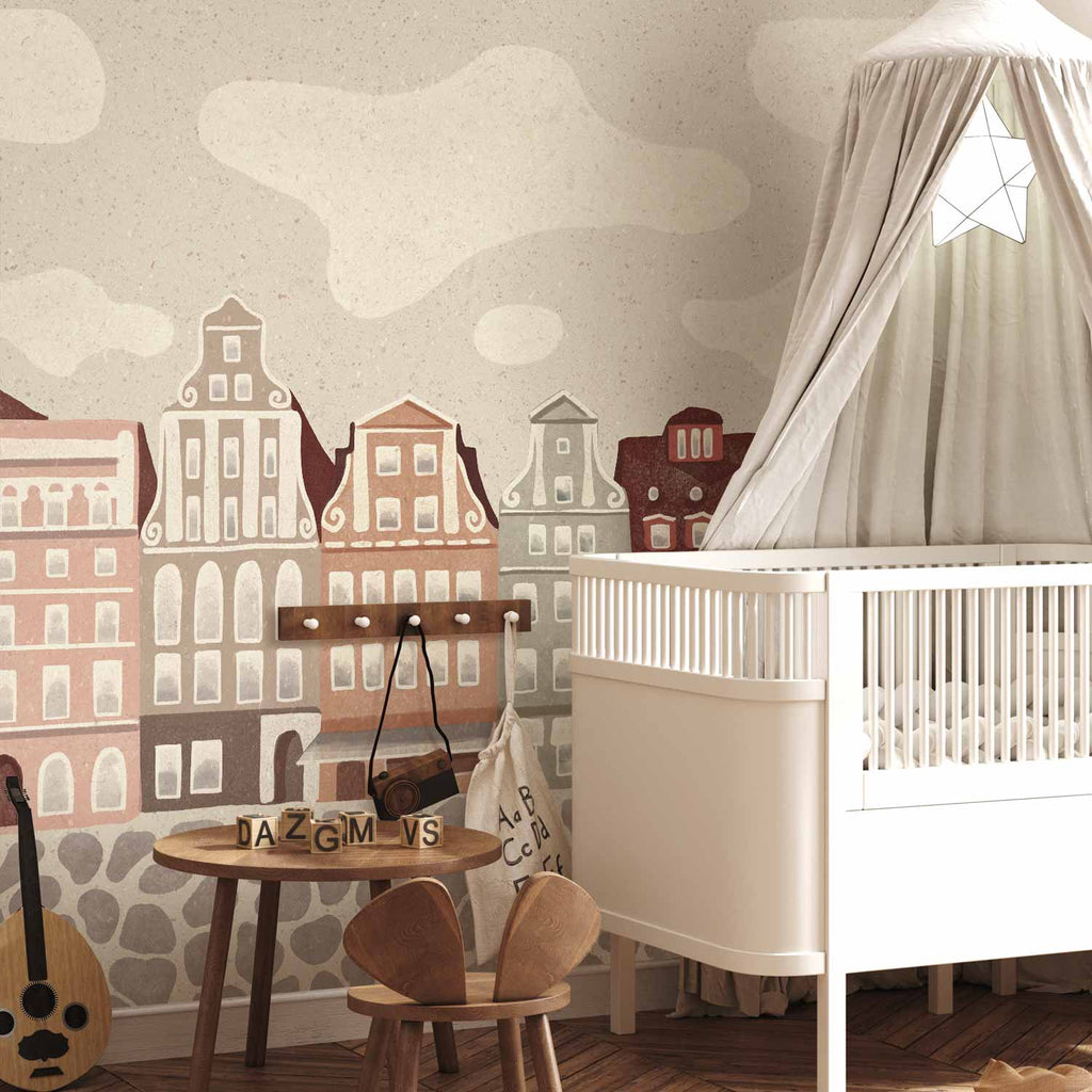 Colorful Townhouses City Wall Mural