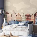Colorful Townhouses City Wall Mural