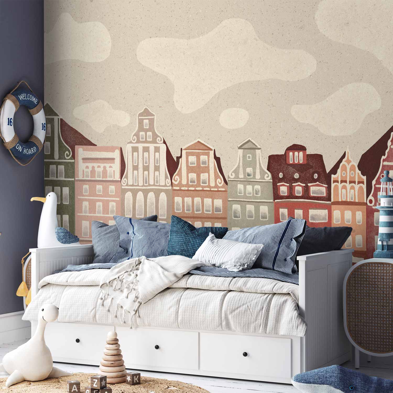 Colorful Townhouses City Wall Mural