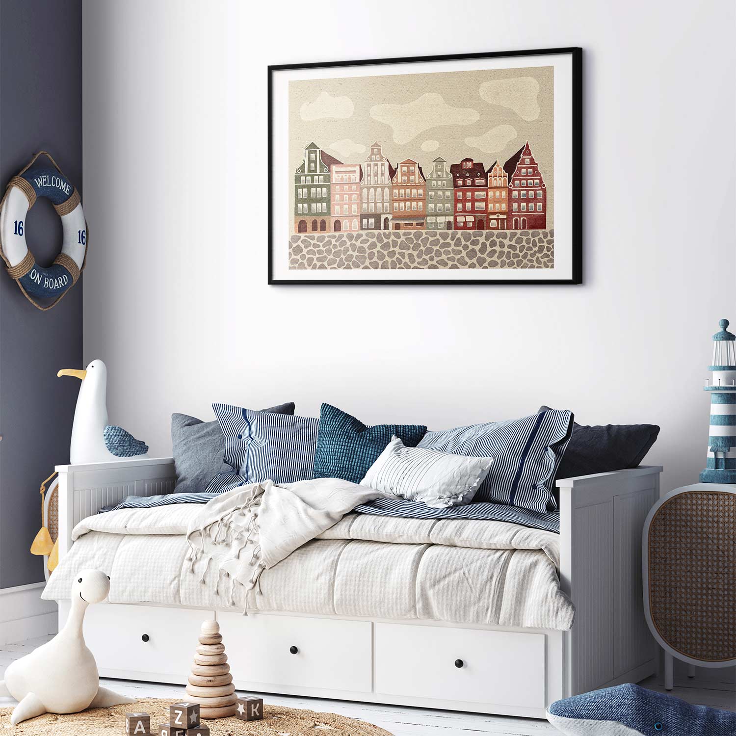 Colorful Wrocław Tenement Facades City Poster