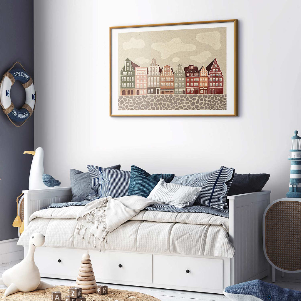 Colorful Wrocław Tenement Facades City Poster