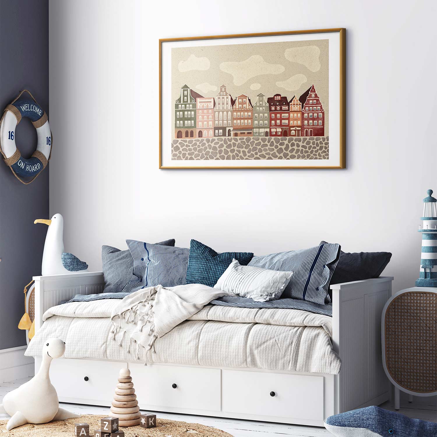 Colorful Wrocław Tenement Facades City Poster