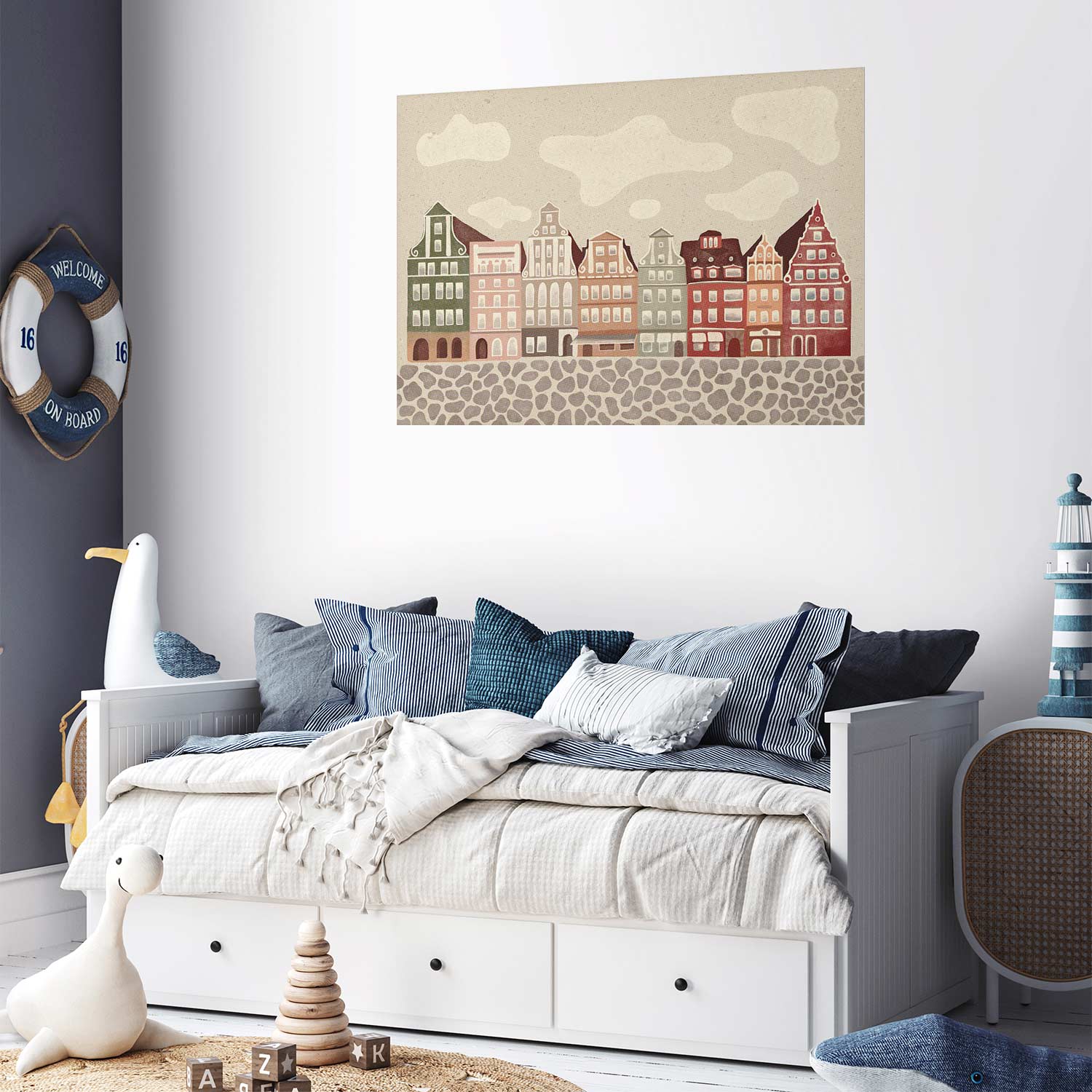 Colorful Wrocław Tenement Facades City Poster