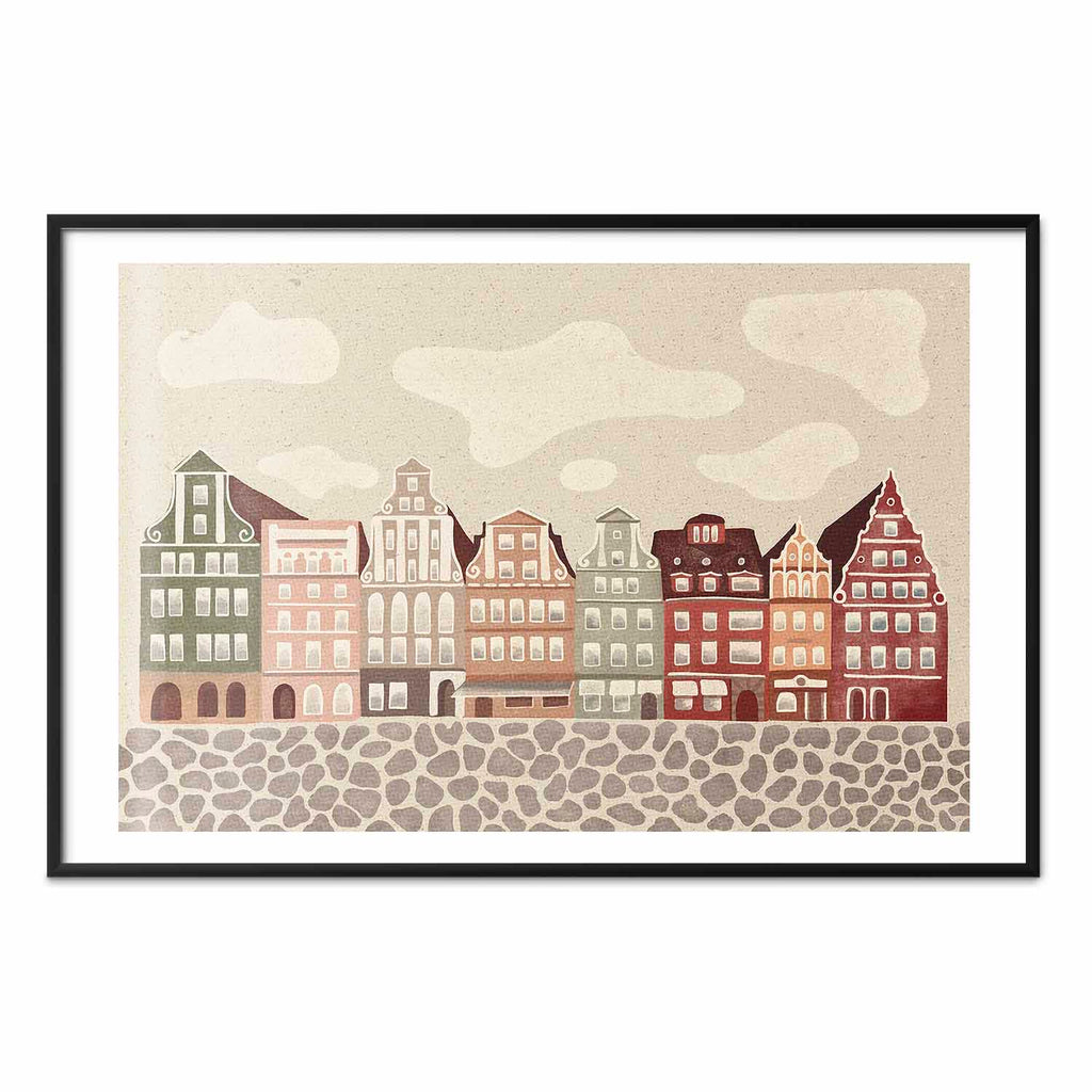 Colorful Wrocław Tenement Facades City Poster