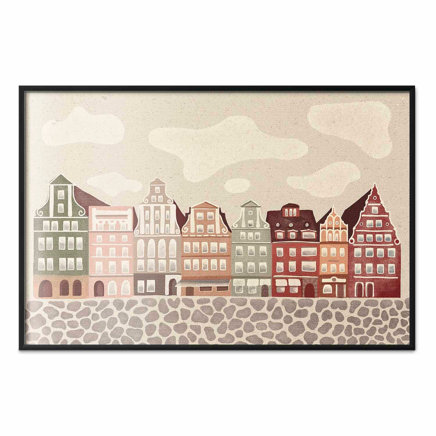 Colorful Wrocław Tenement Facades City Poster