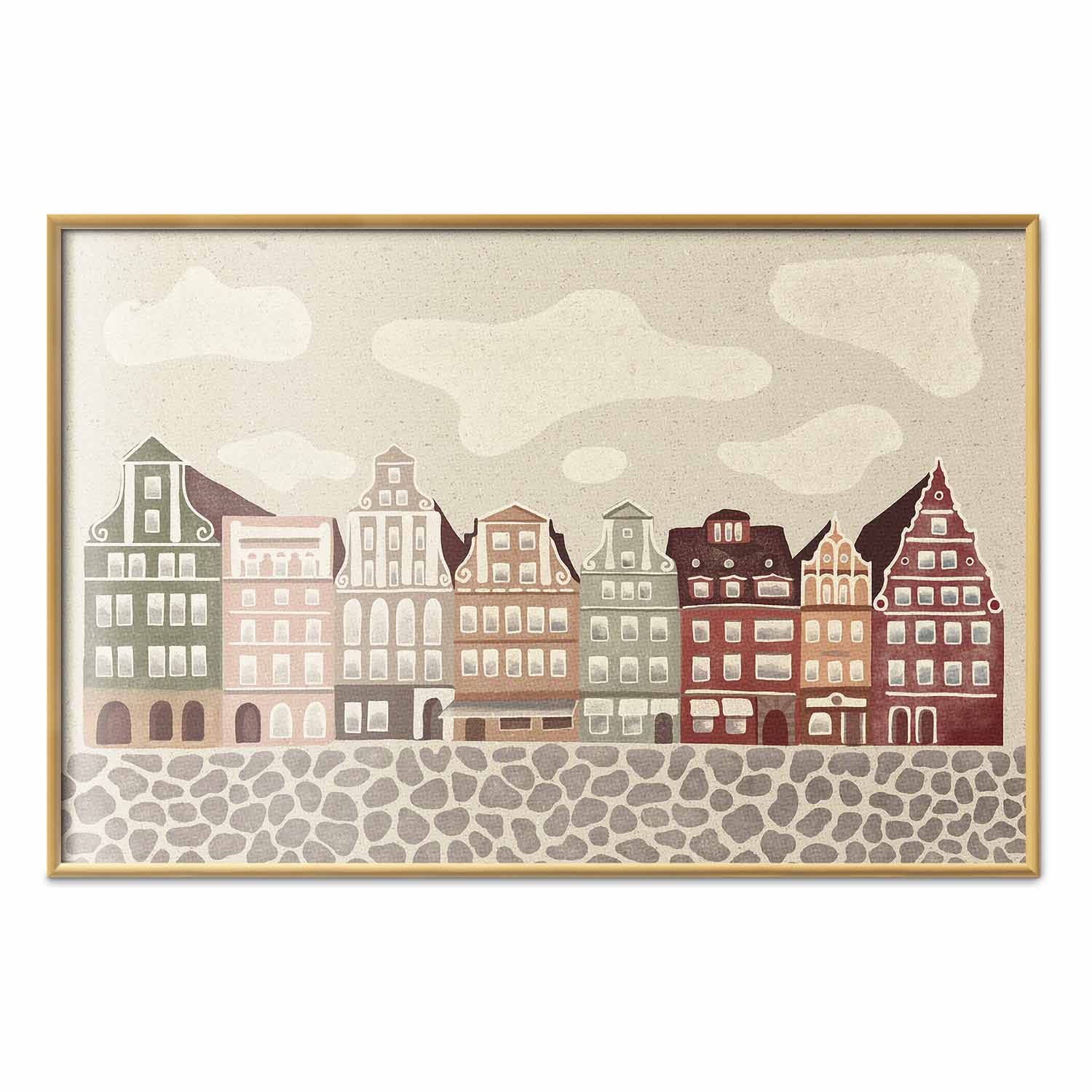 Colorful Wrocław Tenement Facades City Poster